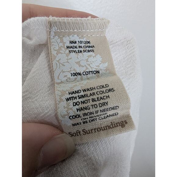 NWT Soft Surroundings White Cotton Cut Out Straight Leg Pant - Picture 7 of 7